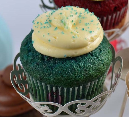 Green coloured Cup Cake